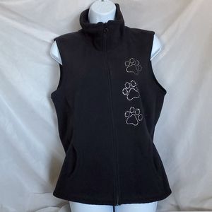 Fleece Paw Print Bling Vest